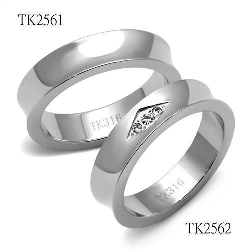 TK2562 - High polished (no plating) Stainless Steel Ring with Top - Brand My Case