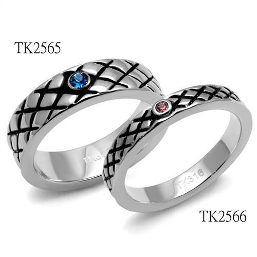 TK2565 - High polished (no plating) Stainless Steel Ring with Top - Brand My Case