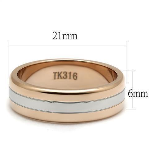 TK2569 - Two-Tone IP Rose Gold Stainless Steel Ring with No Stone - Brand My Case