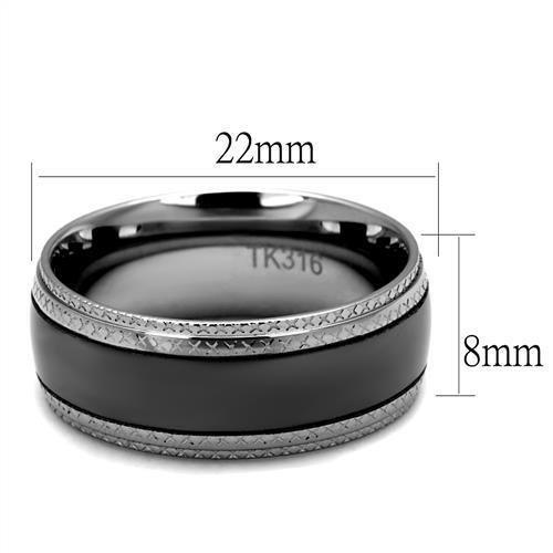 TK2580 - Two Tone IP Light Black (IP Gun) Stainless Steel Ring with No - Brand My Case