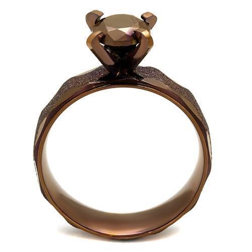 TK2596 - IP Coffee light Stainless Steel Ring with AAA Grade CZ in - Brand My Case