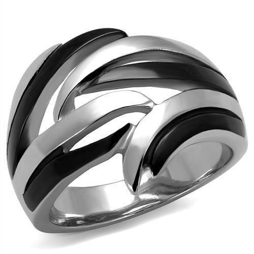 TK2605 - Two-Tone IP Black (Ion Plating) Stainless Steel Ring with No - Brand My Case
