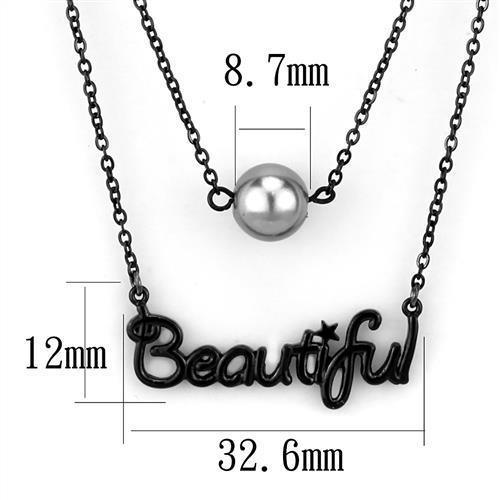 TK2628 - IP Black(Ion Plating) Stainless Steel Necklace with Synthetic - Brand My Case