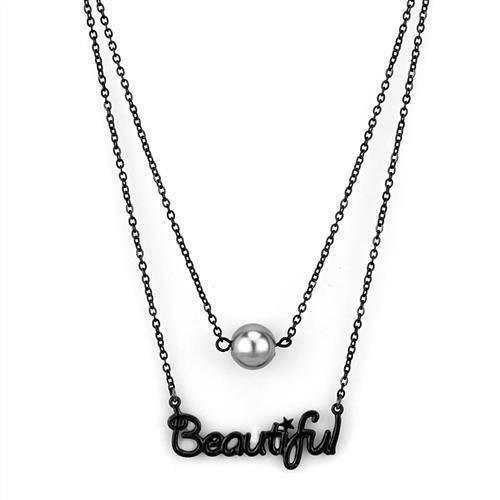 TK2628 - IP Black(Ion Plating) Stainless Steel Necklace with Synthetic - Brand My Case