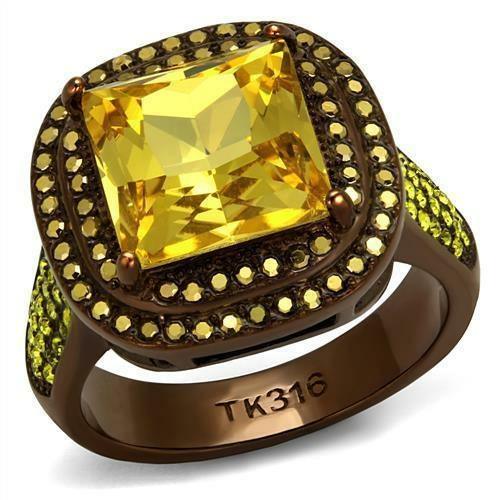 TK2677 - IP Coffee light Stainless Steel Ring with AAA Grade CZ in - Brand My Case