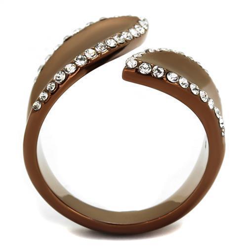 TK2691 - IP Coffee light Stainless Steel Ring with Top Grade Crystal - Brand My Case