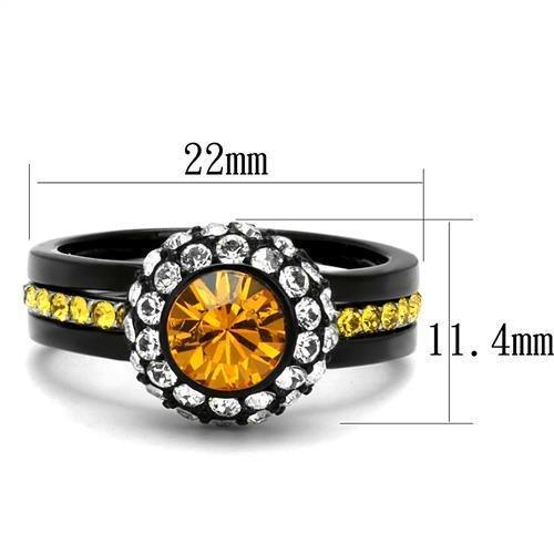 TK2783 - Two-Tone IP Black (Ion Plating) Stainless Steel Ring with Top - Brand My Case