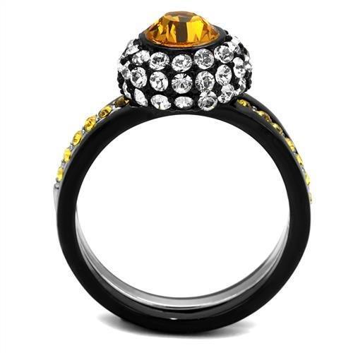TK2783 - Two-Tone IP Black (Ion Plating) Stainless Steel Ring with Top - Brand My Case