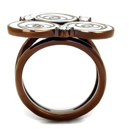 TK2841 - IP Coffee light Stainless Steel Ring with Top Grade Crystal - Brand My Case