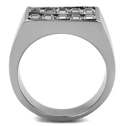 TK2861 - High polished (no plating) Stainless Steel Ring with Leather - Brand My Case