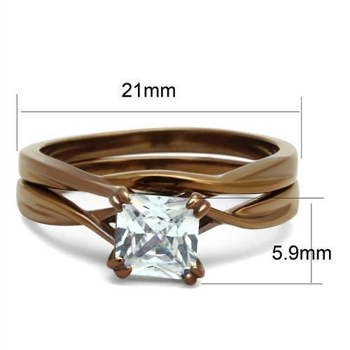 TK2964 - IP Coffee light Stainless Steel Ring with AAA Grade CZ in - Brand My Case