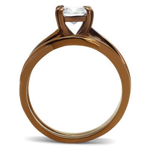 TK2964 - IP Coffee light Stainless Steel Ring with AAA Grade CZ in - Brand My Case