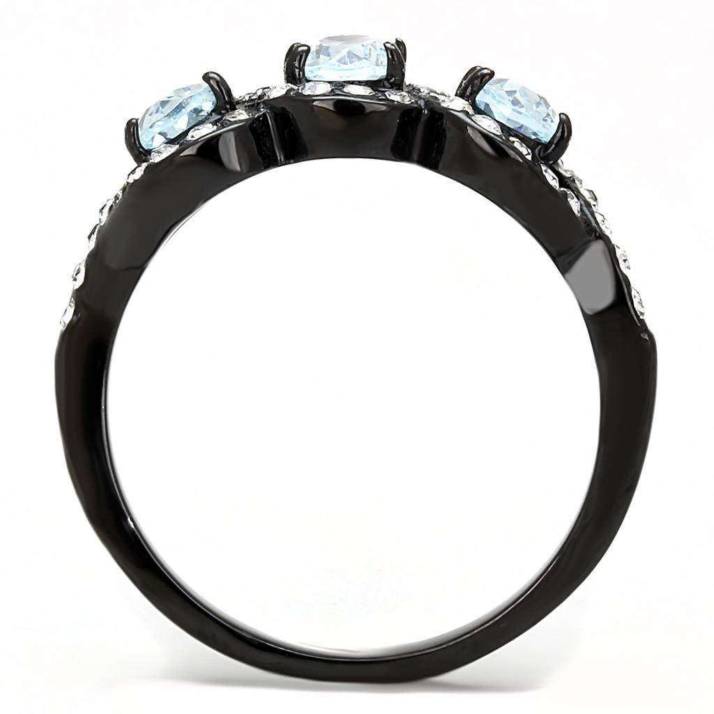TK3050 - IP Black(Ion Plating) Stainless Steel Ring with AAA Grade CZ - Brand My Case