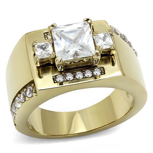 TK3078 - IP Gold(Ion Plating) Stainless Steel Ring with AAA Grade CZ - Brand My Case