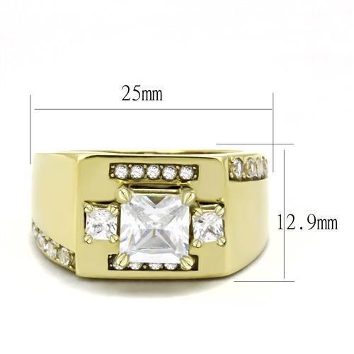 TK3078 - IP Gold(Ion Plating) Stainless Steel Ring with AAA Grade CZ - Brand My Case