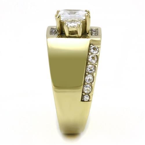 TK3078 - IP Gold(Ion Plating) Stainless Steel Ring with AAA Grade CZ - Brand My Case