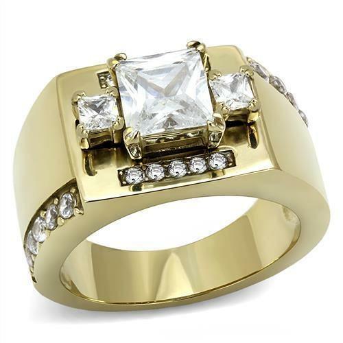 TK3078 - IP Gold(Ion Plating) Stainless Steel Ring with AAA Grade CZ - Brand My Case