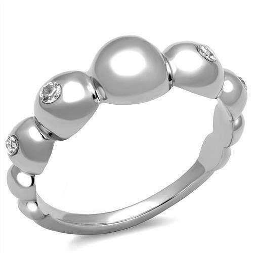 TK3087 - High polished (no plating) Stainless Steel Ring with AAA - Brand My Case