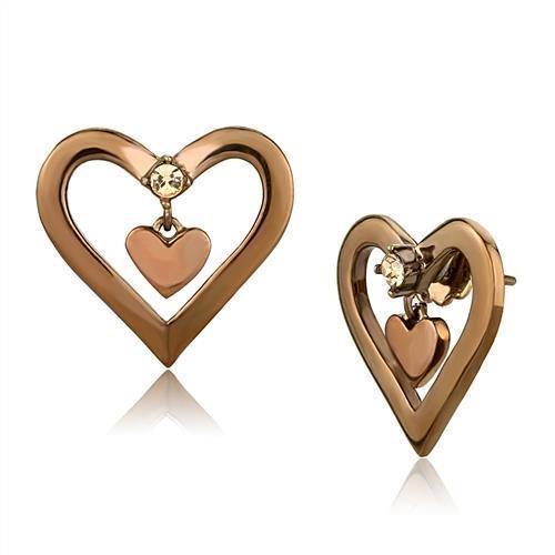 TK3156 - IP Rose Gold(Ion Plating) Stainless Steel Earrings with Top - Brand My Case