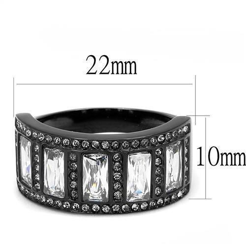 TK3168 - IP Black(Ion Plating) Stainless Steel Ring with AAA Grade CZ - Brand My Case