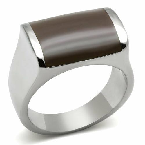 TK327 - High polished (no plating) Stainless Steel Ring with Epoxy in - Brand My Case