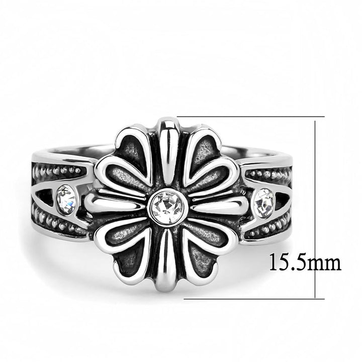 TK3462 - High polished (no plating) Stainless Steel Ring with Top - Brand My Case