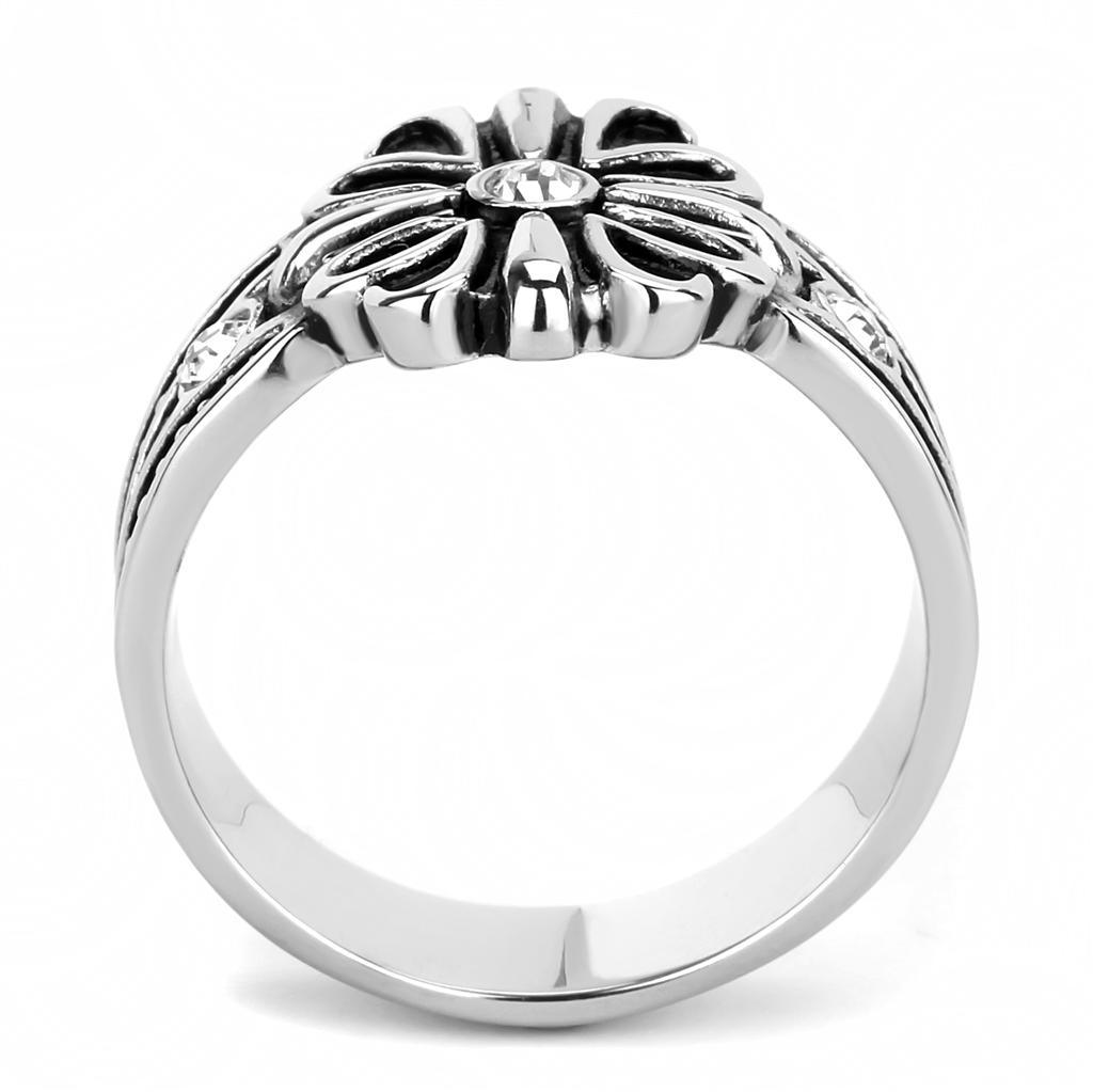 TK3462 - High polished (no plating) Stainless Steel Ring with Top - Brand My Case