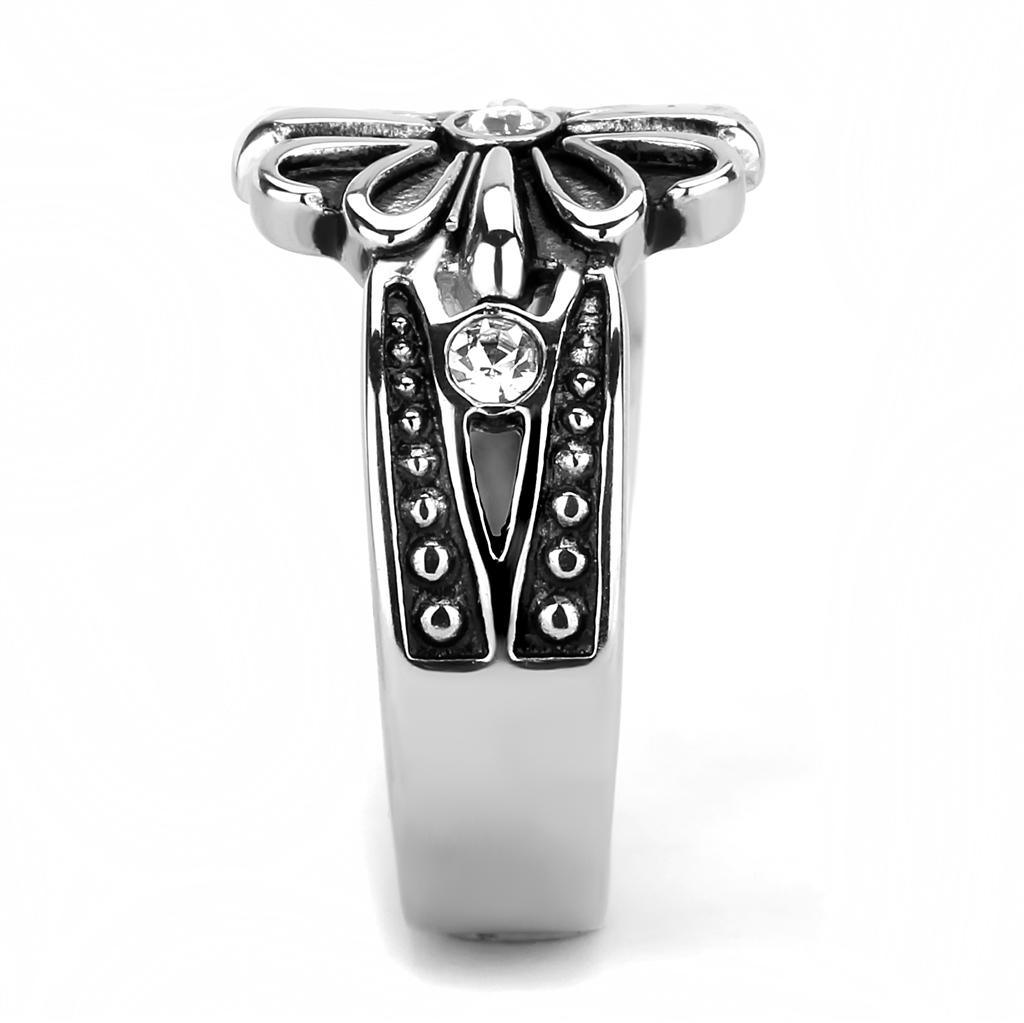 TK3462 - High polished (no plating) Stainless Steel Ring with Top - Brand My Case