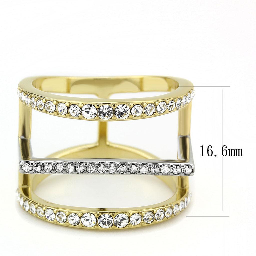 TK3593 - Two-Tone IP Gold (Ion Plating) Stainless Steel Ring with Top - Brand My Case