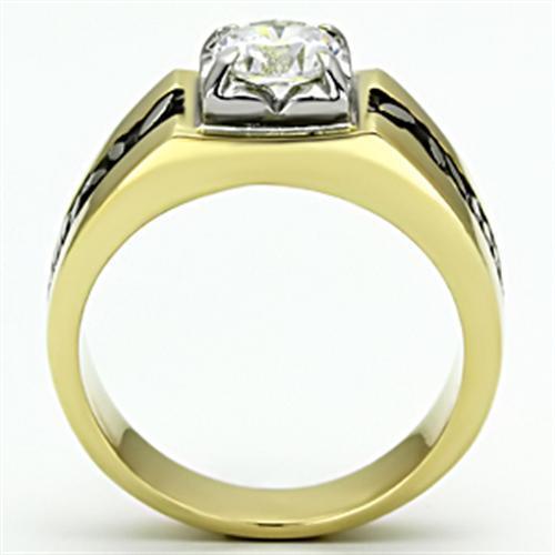 TK739 - Two-Tone IP Gold (Ion Plating) Stainless Steel Ring with AAA - Brand My Case