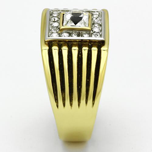 TK750 - Two-Tone IP Gold (Ion Plating) Stainless Steel Ring with Top - Brand My Case