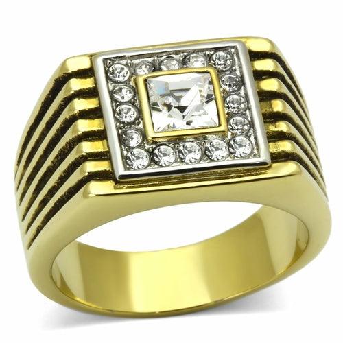 TK750 - Two-Tone IP Gold (Ion Plating) Stainless Steel Ring with Top - Brand My Case