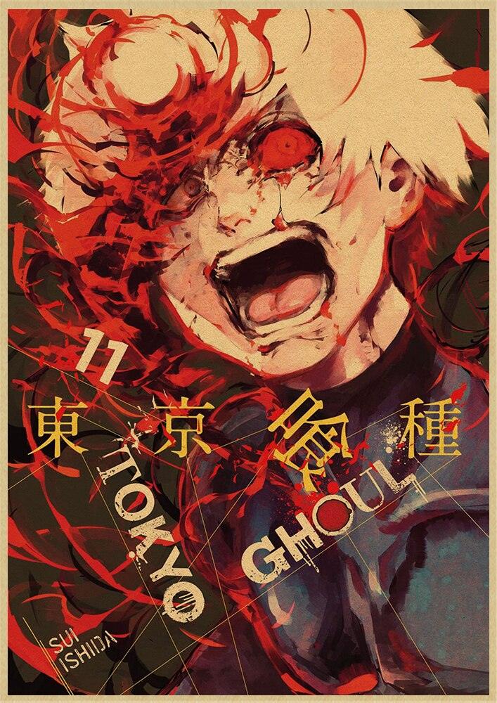 Tokyo Ghoul Classic Vintage Animation Poster Retro Kraft Paper Poster wall Brown Bar Cafe living room Posters - Brand My Case
