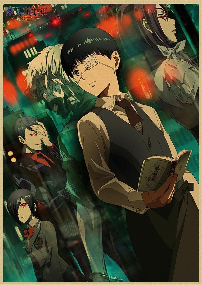 Tokyo Ghoul Classic Vintage Animation Poster Retro Kraft Paper Poster wall Brown Bar Cafe living room Posters - Brand My Case
