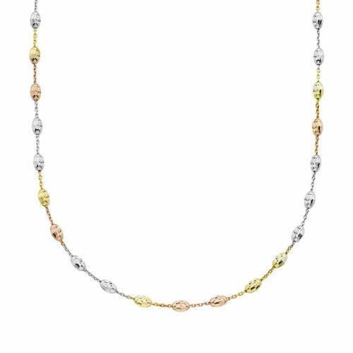 Tri-Tone Sterling Silver Moon Cut Chain Necklace - Brand My Case