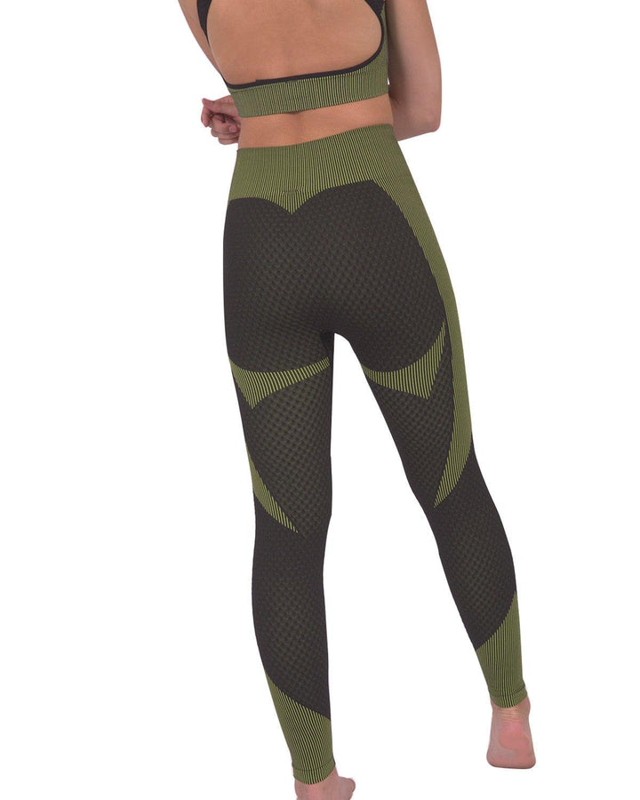 Trois Seamless Legging - Black with Green - Brand My Case