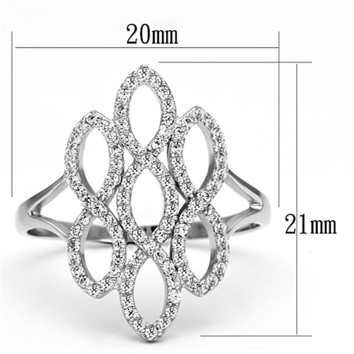 TS071 - Rhodium 925 Sterling Silver Ring with AAA Grade CZ in Clear - Brand My Case