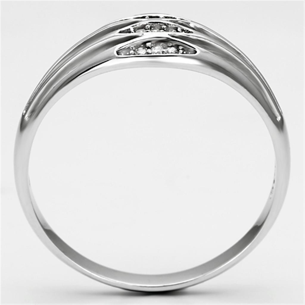 TS072 - Rhodium 925 Sterling Silver Ring with AAA Grade CZ in Clear - Brand My Case