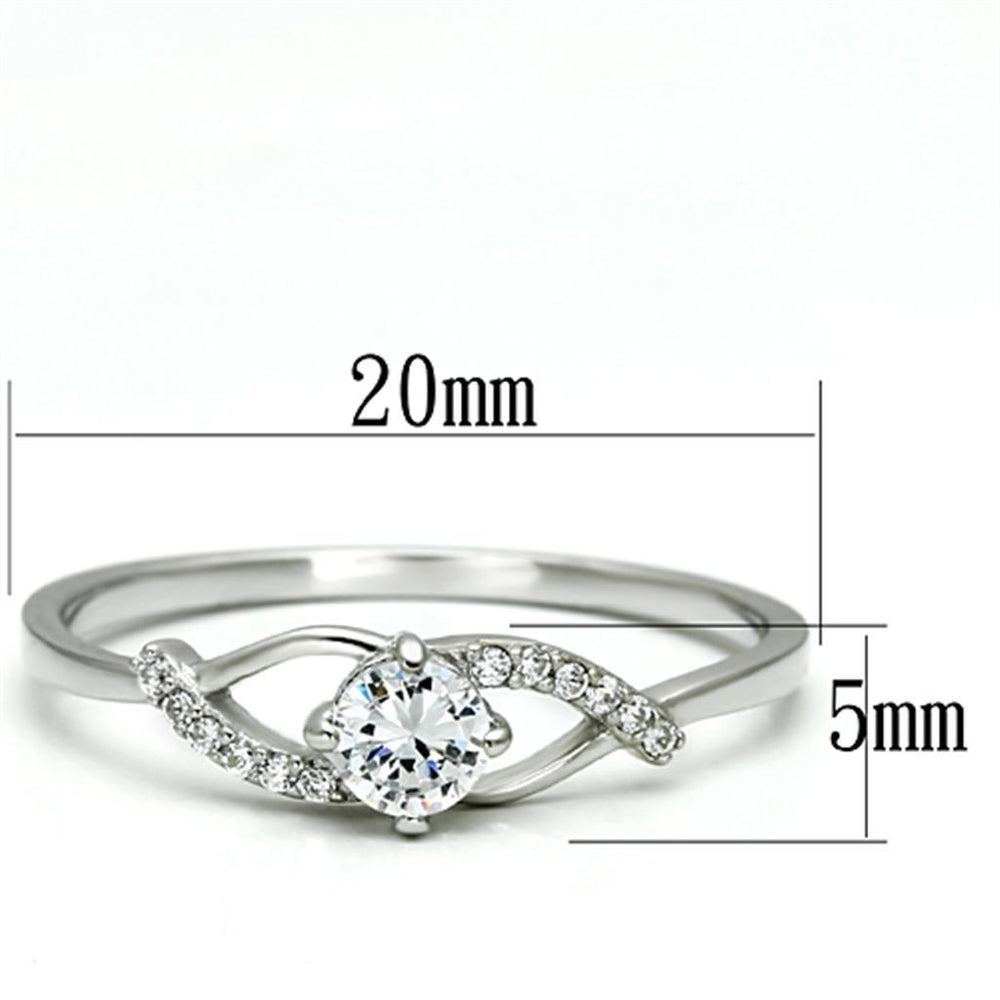TS085 - Rhodium 925 Sterling Silver Ring with AAA Grade CZ in Clear - Brand My Case