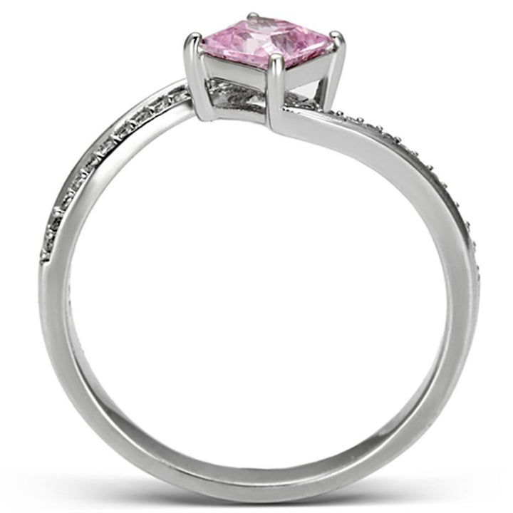 TS100 - Rhodium 925 Sterling Silver Ring with AAA Grade CZ in Rose - Brand My Case