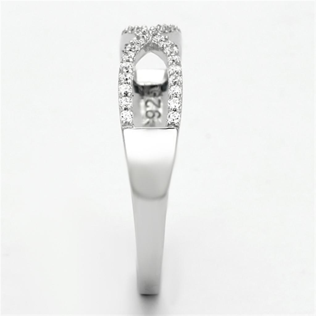 TS107 - Rhodium 925 Sterling Silver Ring with AAA Grade CZ in Clear - Brand My Case
