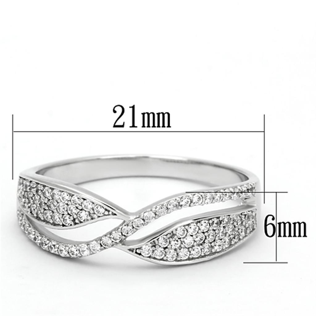 TS108 - Rhodium 925 Sterling Silver Ring with AAA Grade CZ in Clear - Brand My Case