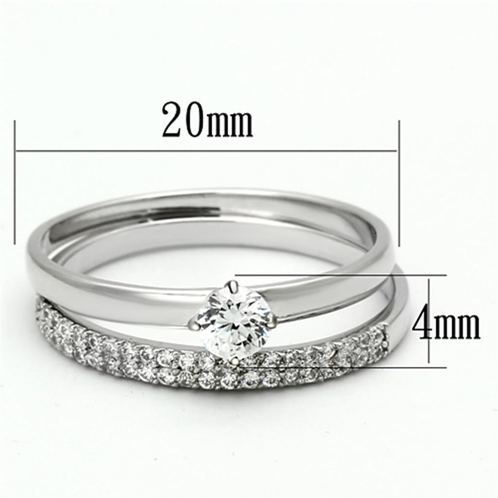 TS110 - Rhodium 925 Sterling Silver Ring with AAA Grade CZ in Clear - Brand My Case