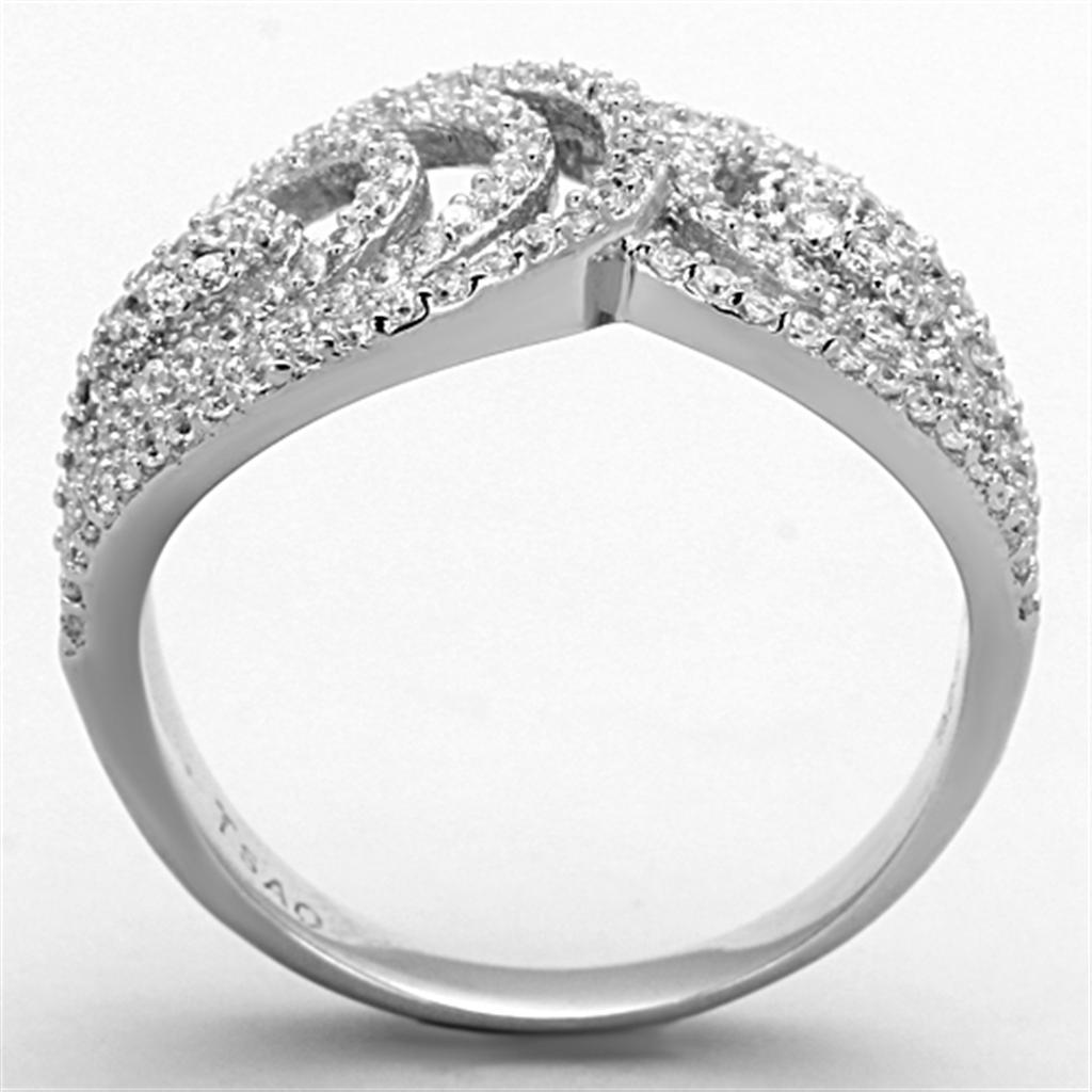 TS147 - Rhodium 925 Sterling Silver Ring with AAA Grade CZ in Clear - Brand My Case