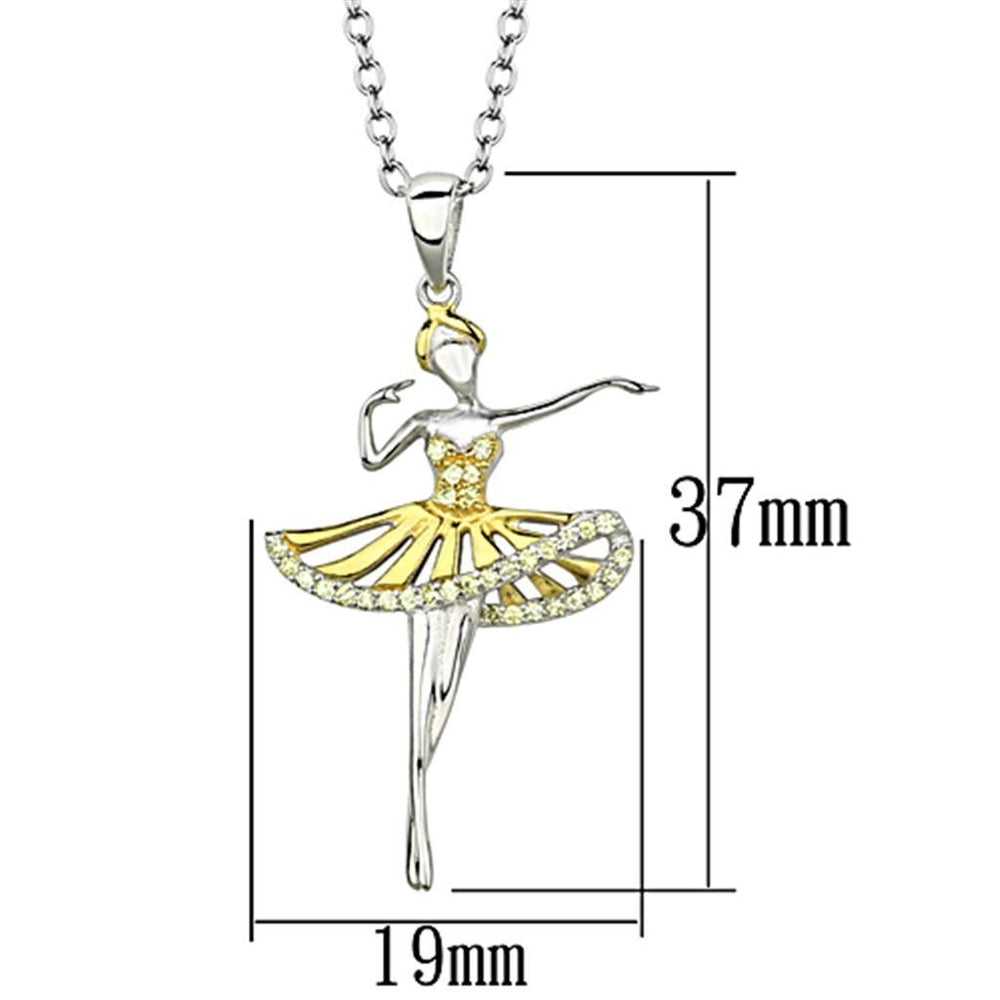 TS156 - Gold+Rhodium 925 Sterling Silver Chain Pendant with AAA Grade - Brand My Case