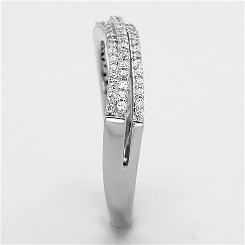 TS173 - Rhodium 925 Sterling Silver Ring with AAA Grade CZ in Clear - Brand My Case