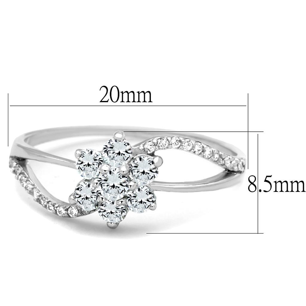 TS182 - Rhodium 925 Sterling Silver Ring with AAA Grade CZ in Clear - Brand My Case