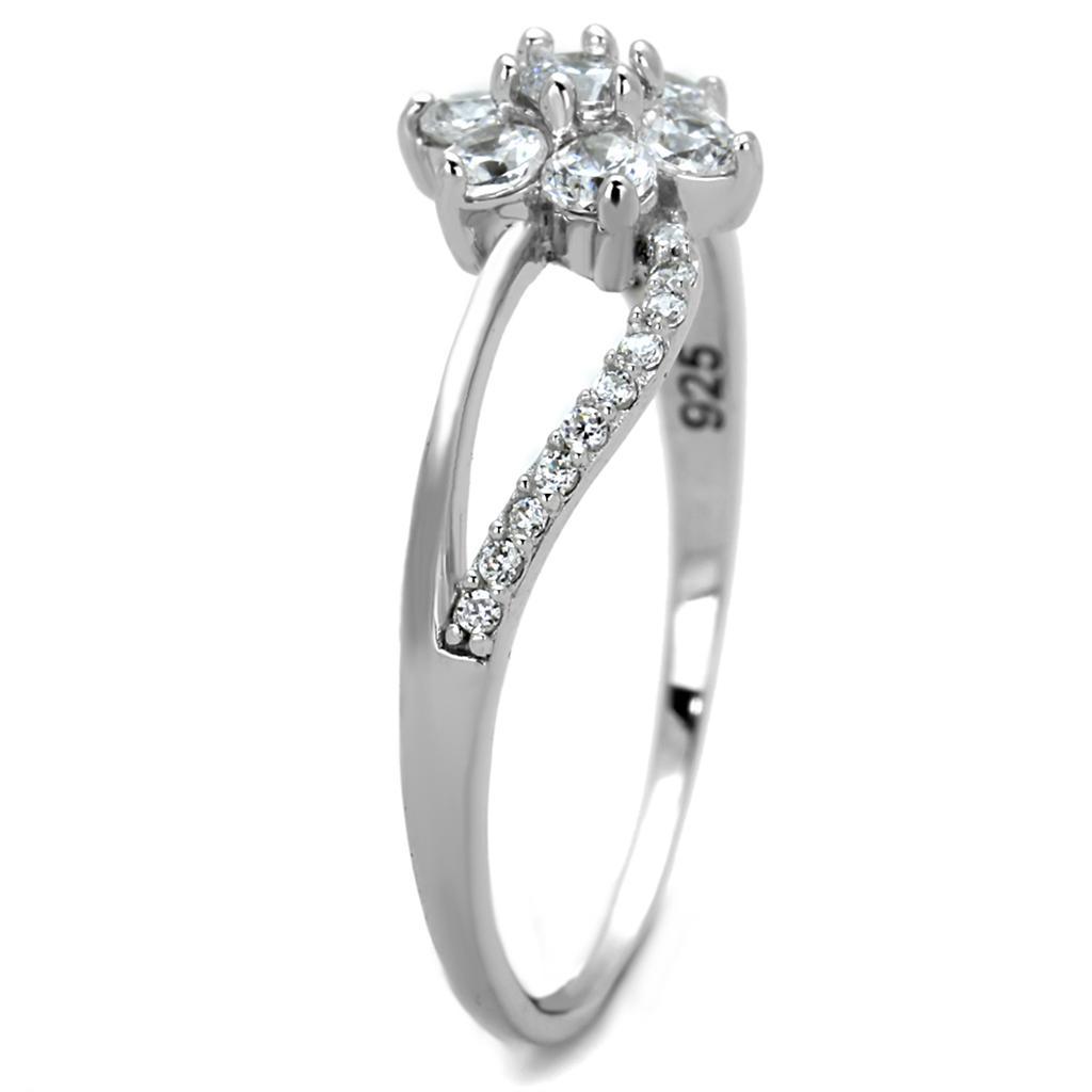 TS182 - Rhodium 925 Sterling Silver Ring with AAA Grade CZ in Clear - Brand My Case