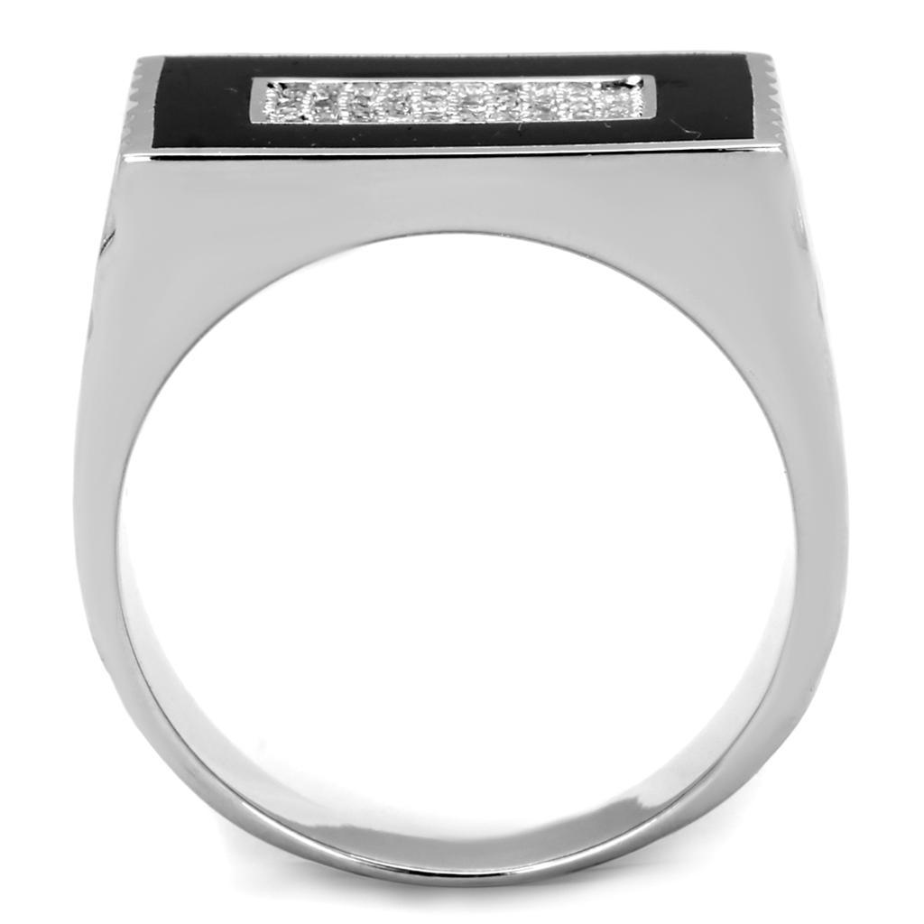 TS220 - Rhodium 925 Sterling Silver Ring with AAA Grade CZ in Clear - Brand My Case