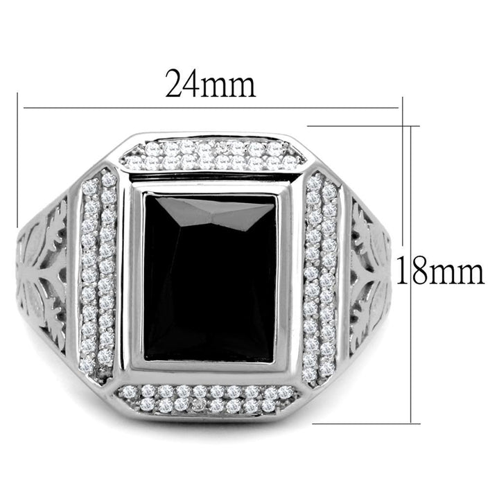 TS224 - Rhodium 925 Sterling Silver Ring with AAA Grade CZ in Black - Brand My Case
